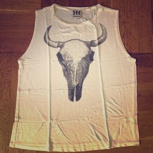 Haute Hippie Longhorn Skull Muscle Tee